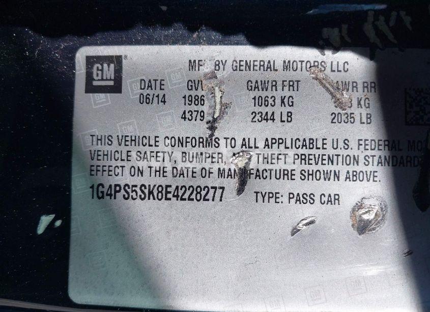 Photo 9 of 2014 Buick Verano LEATHER GROUP (VIN 1G4PS5SK8E4228277)