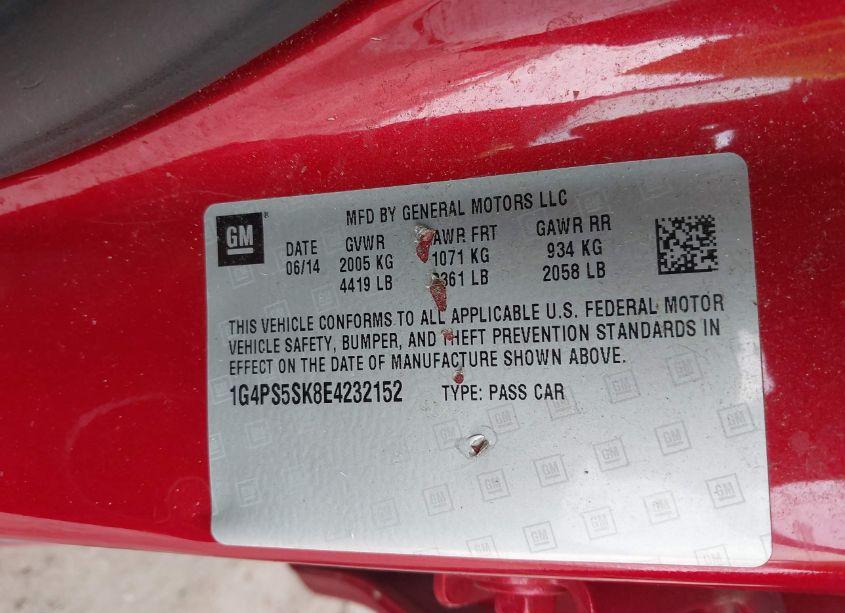 Photo 9 of 2014 Buick Verano LEATHER GROUP (VIN 1G4PS5SK8E4232152)