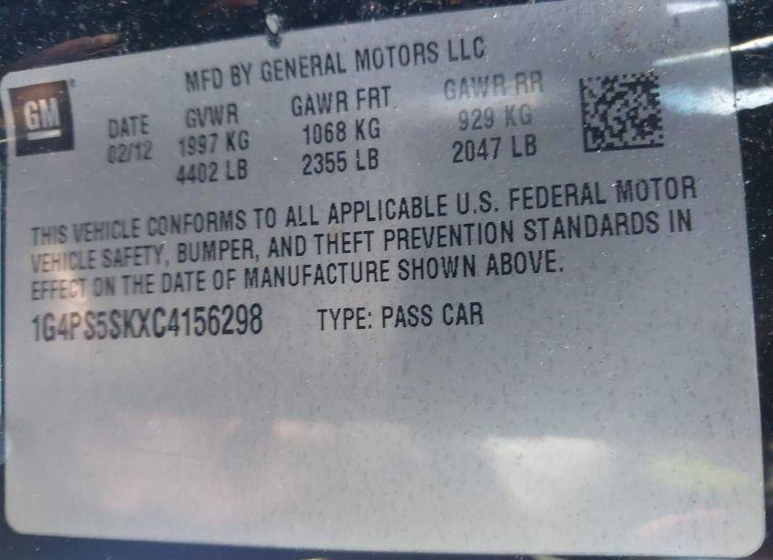 Photo 9 of 2012 Buick Verano LEATHER GROUP (VIN 1G4PS5SKXC4156298)