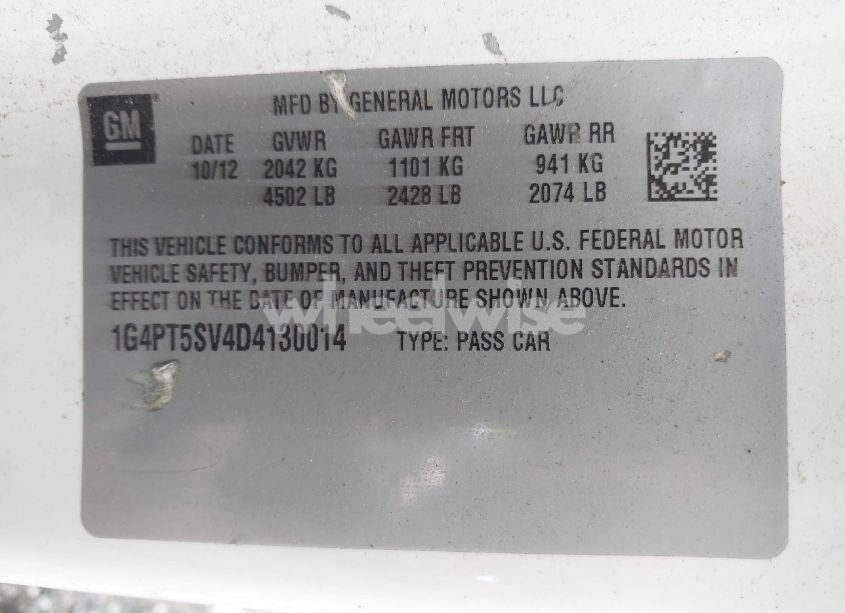 Photo 9 of 2013 Buick Verano PREMIUM GROUP (VIN 1G4PT5SV4D4130014)