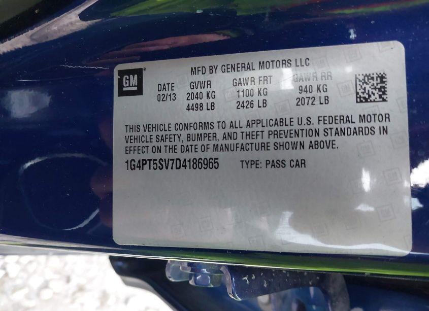 Photo 9 of 2013 Buick Verano PREMIUM GROUP (VIN 1G4PT5SV7D4186965)