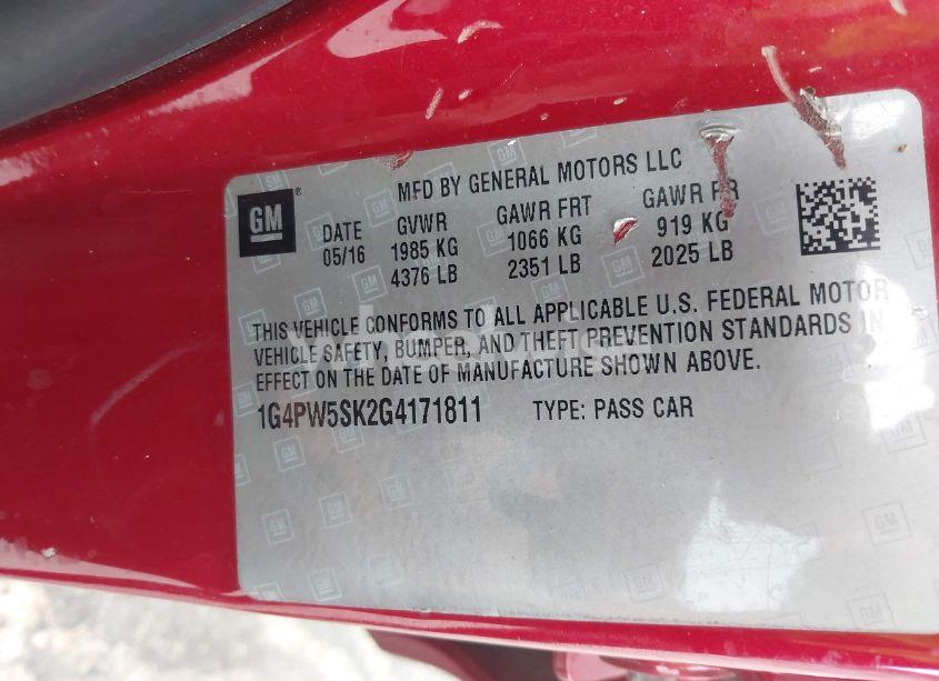 Photo 9 of 2016 Buick Verano SPORT TOURING GROUP (VIN 1G4PW5SK2G4171811)