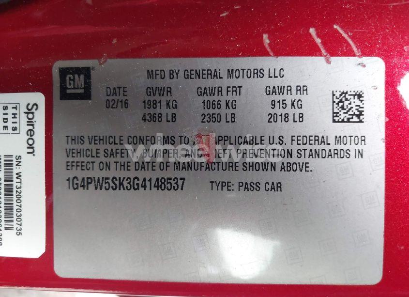 Photo 9 of 2016 Buick Verano SPORT TOURING GROUP (VIN 1G4PW5SK3G4148537)