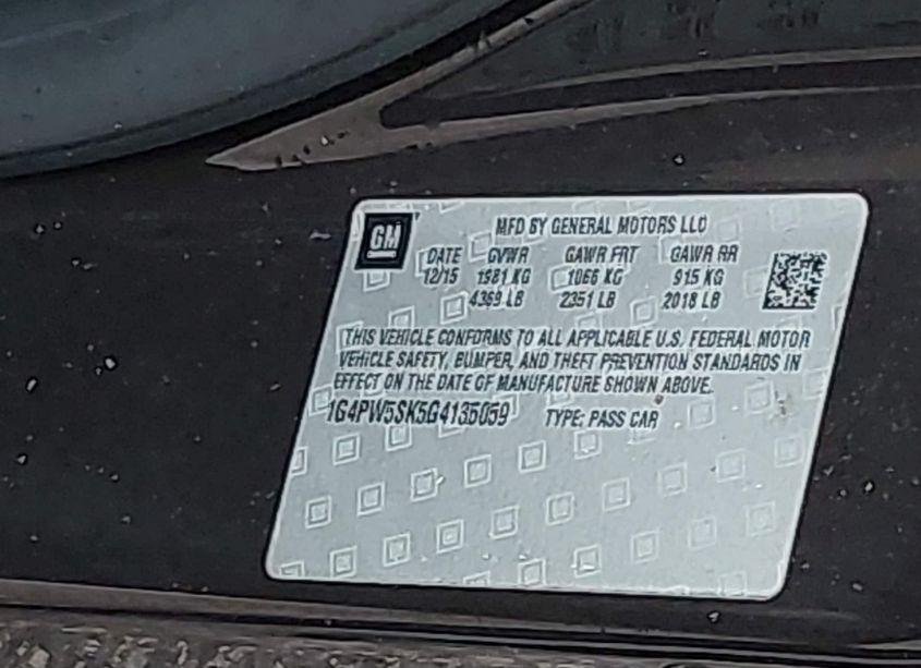 Photo 9 of 2016 Buick Verano SPORT TOURING GROUP (VIN 1G4PW5SK5G4135059)