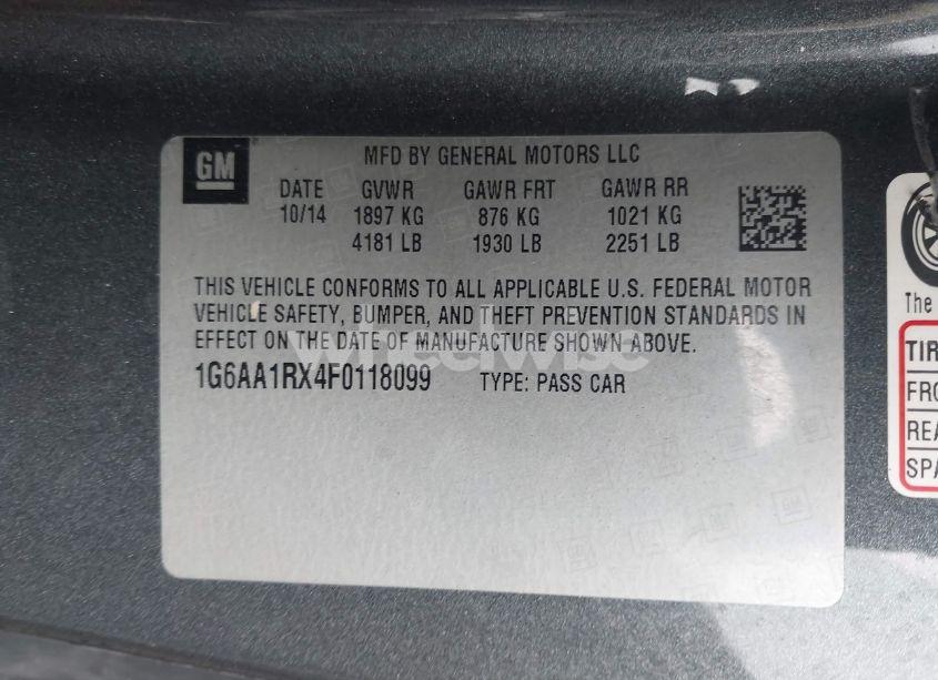 Photo 9 of 2015 Cadillac Ats STANDARD (VIN 1G6AA1RX4F0118099)