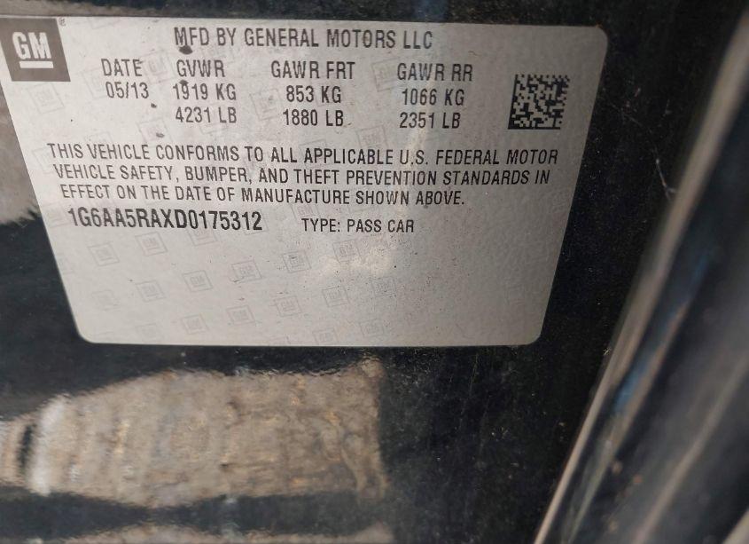 Photo 9 of 2013 Cadillac Ats STANDARD (VIN 1G6AA5RAXD0175312)