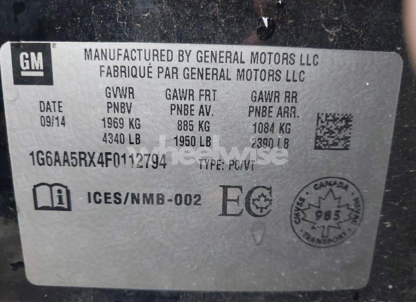 Photo 9 of 2015 Cadillac Ats STANDARD (VIN 1G6AA5RX4F0112794)