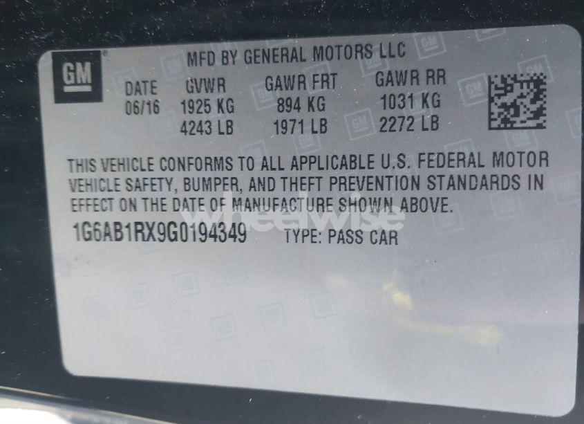 Photo 9 of 2016 Cadillac Ats LUXURY COLLECTION (VIN 1G6AB1RX9G0194349)