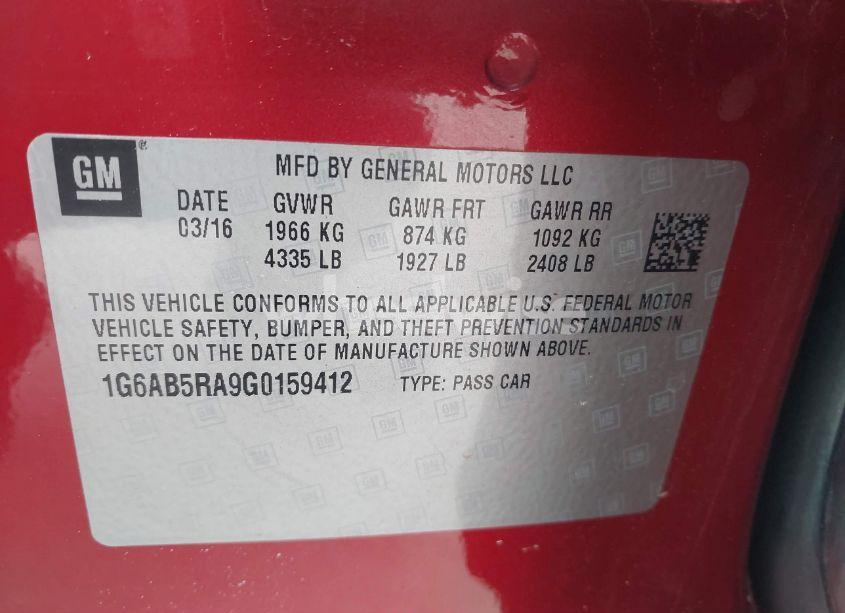 Photo 9 of 2016 Cadillac Ats LUXURY COLLECTION (VIN 1G6AB5RA9G0159412)