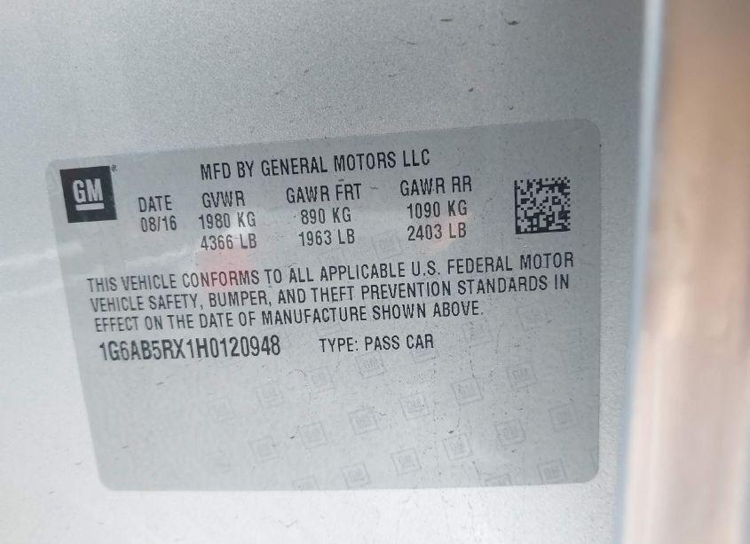 Photo 9 of 2017 Cadillac Ats LUXURY (VIN 1G6AB5RX1H0120948)