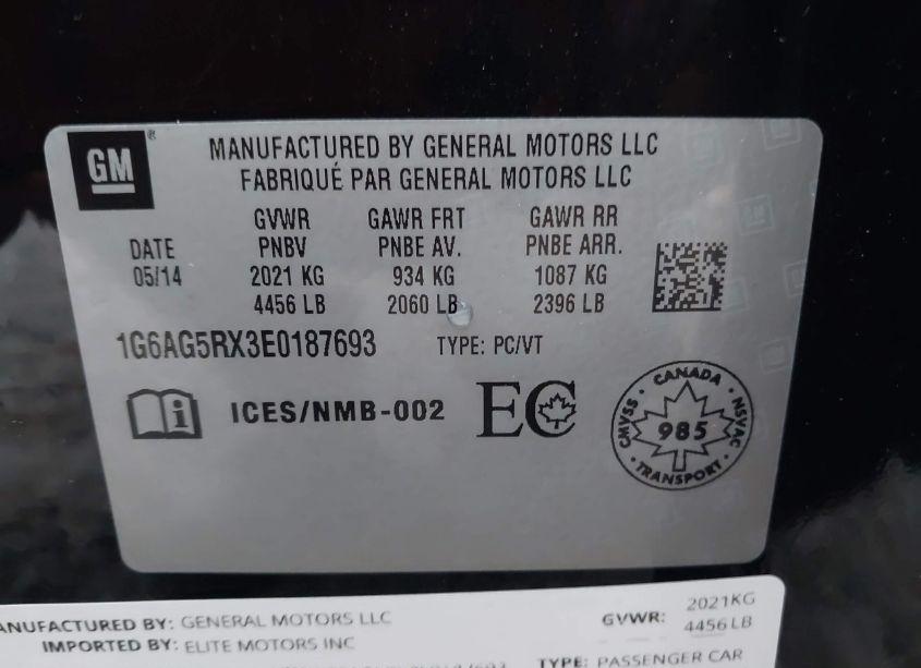 Photo 9 of 2014 Cadillac Ats STANDARD (VIN 1G6AG5RX3E0187693)