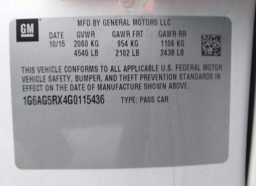 Photo 9 of 2016 Cadillac Ats STANDARD (VIN 1G6AG5RX4G0115436)