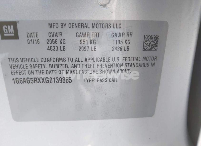 Photo 9 of 2016 Cadillac Ats STANDARD (VIN 1G6AG5RXXG0139885)