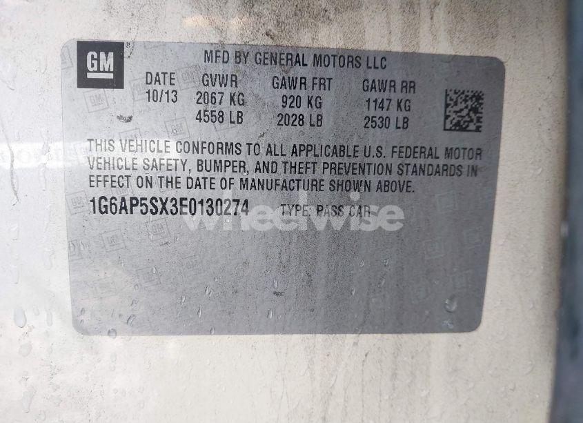 Photo 9 of 2014 Cadillac Cts STANDARD (VIN 1G6AP5SX3E0130274)