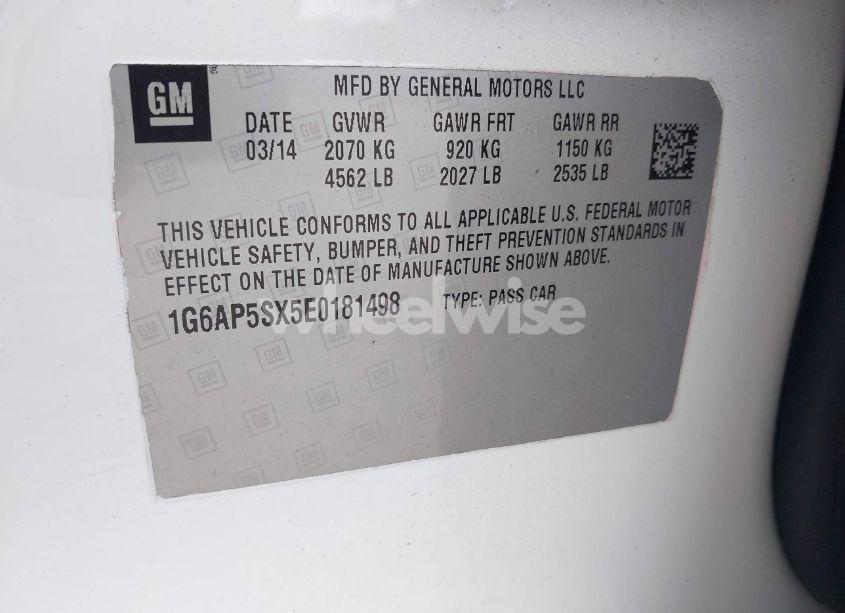 Photo 9 of 2014 Cadillac Cts STANDARD (VIN 1G6AP5SX5E0181498)