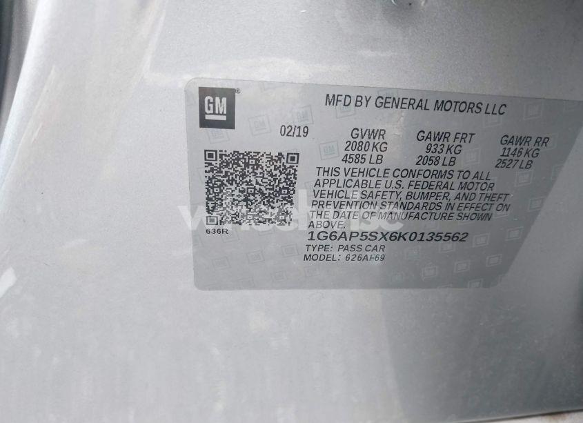 Photo 9 of 2019 Cadillac Cts STANDARD (VIN 1G6AP5SX6K0135562)