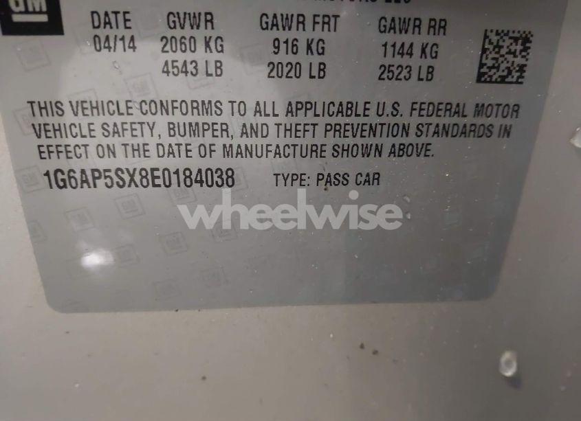 Photo 9 of 2014 Cadillac Cts STANDARD (VIN 1G6AP5SX8E0184038)