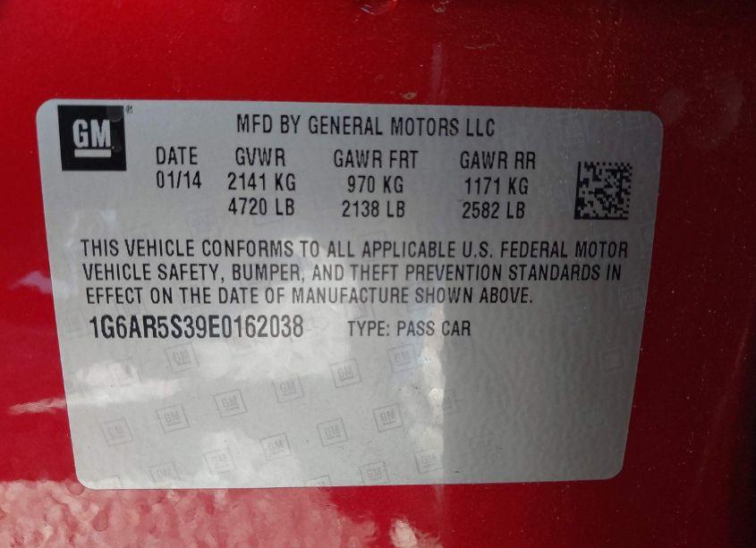 Photo 9 of 2014 Cadillac Cts LUXURY (VIN 1G6AR5S39E0162038)