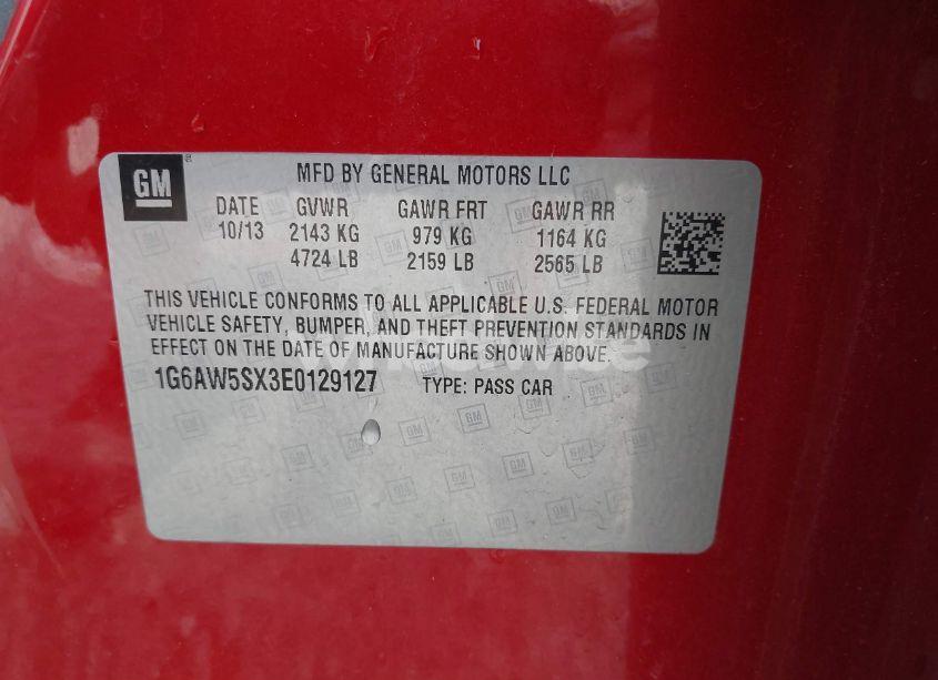 Photo 9 of 2014 Cadillac Cts STANDARD (VIN 1G6AW5SX3E0129127)