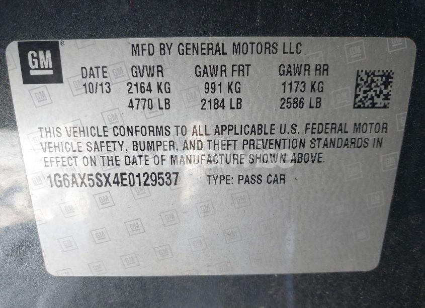 Photo 9 of 2014 Cadillac Cts LUXURY (VIN 1G6AX5SX4E0129537)