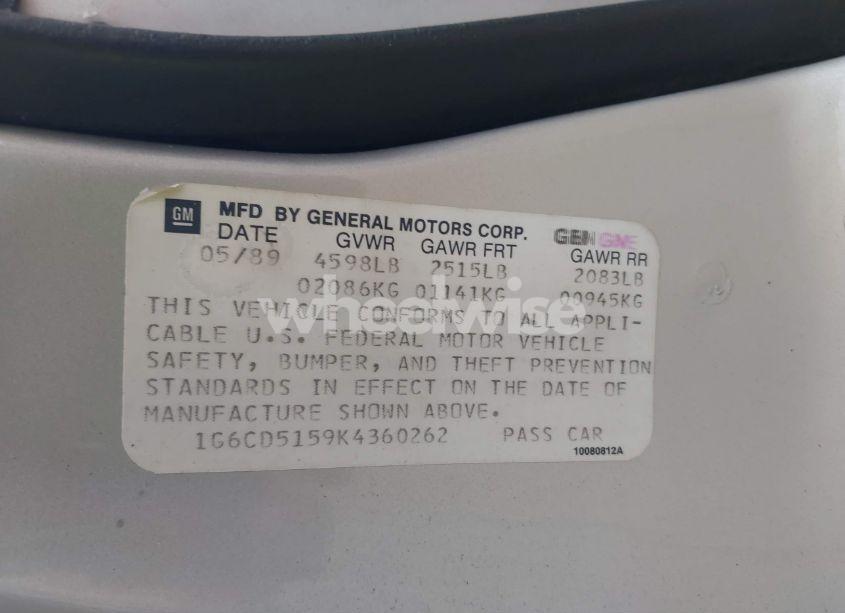 Photo 9 of 1989 Cadillac Deville N/A (VIN 1G6CD5159K4360262)