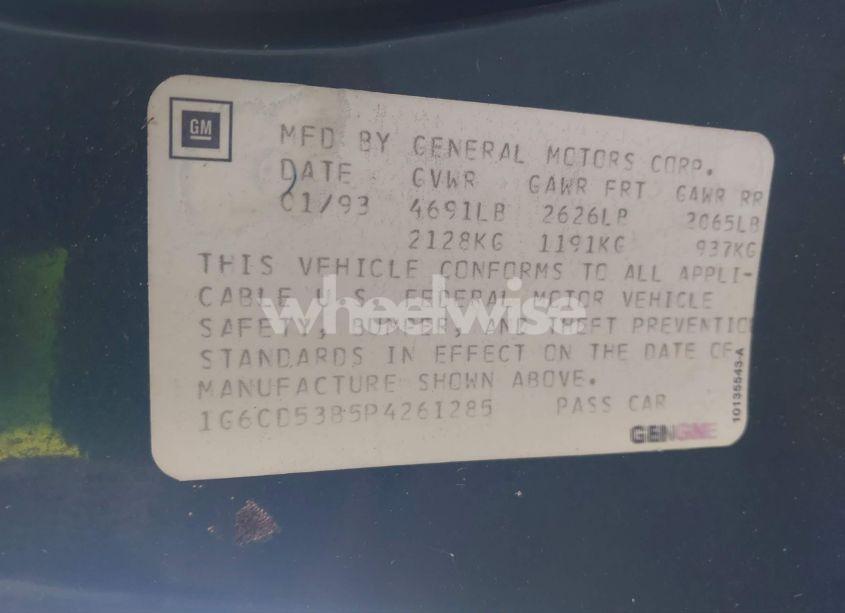 Photo 9 of 1993 Cadillac Deville N/A (VIN 1G6CD53B5P4261285)