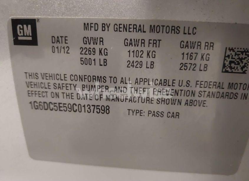 Photo 9 of 2012 Cadillac Cts STANDARD (VIN 1G6DC5E59C0137598)
