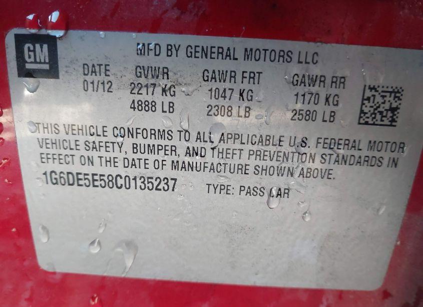 Photo 9 of 2012 Cadillac Cts LUXURY (VIN 1G6DE5E58C0135237)