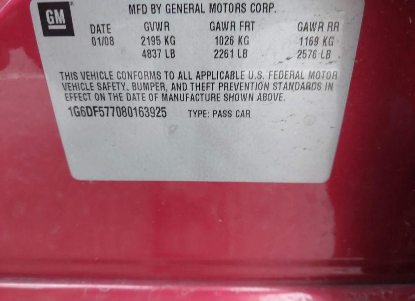 Photo 9 of 2008 Cadillac Cts STANDARD (VIN 1G6DF577080163925)