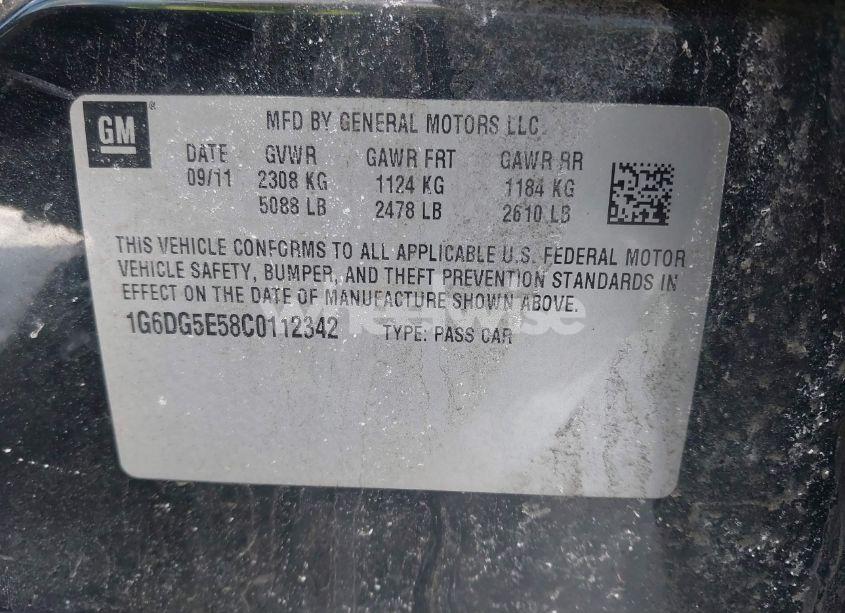 Photo 9 of 2012 Cadillac Cts LUXURY (VIN 1G6DG5E58C0112342)