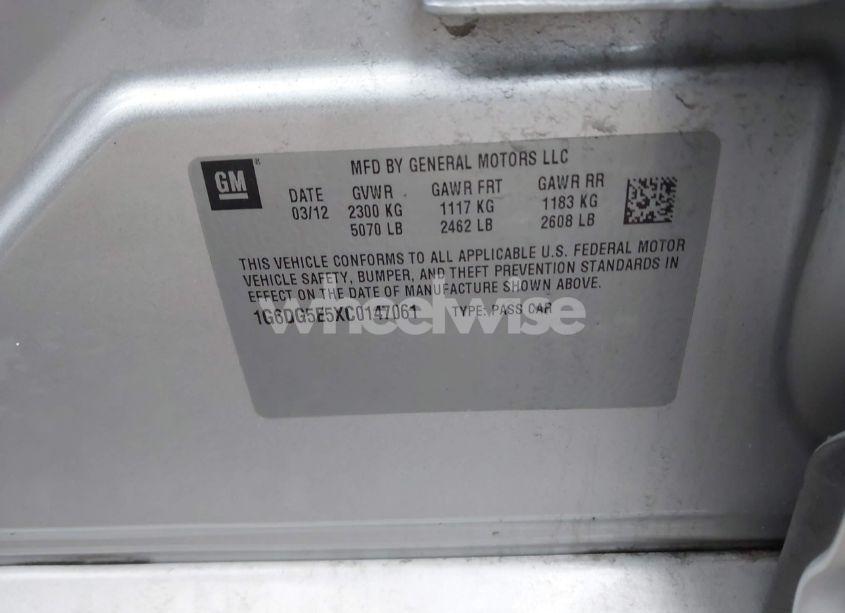 Photo 9 of 2012 Cadillac Cts LUXURY (VIN 1G6DG5E5XC0147061)