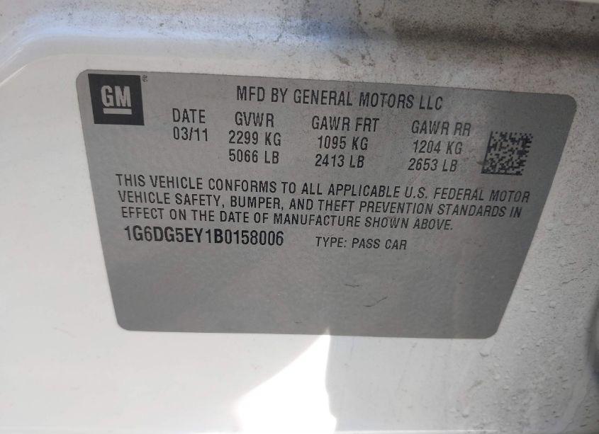 Photo 9 of 2011 Cadillac Cts LUXURY (VIN 1G6DG5EY1B0158006)