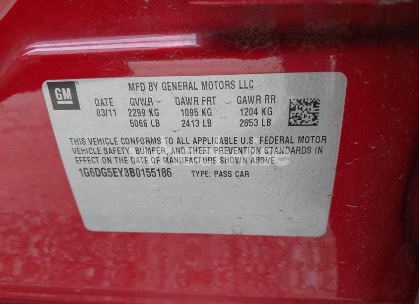 Photo 9 of 2011 Cadillac Cts LUXURY (VIN 1G6DG5EY3B0155186)