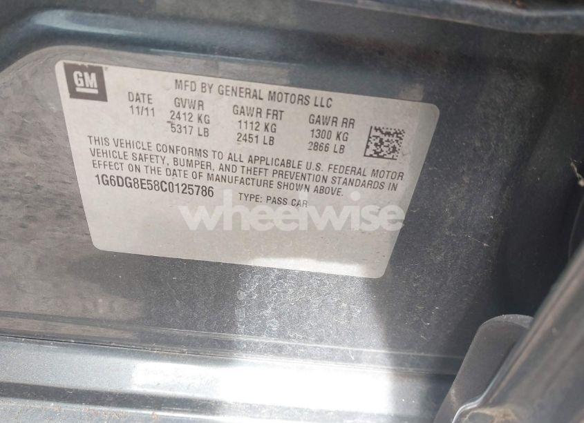 Photo 9 of 2012 Cadillac Cts LUXURY (VIN 1G6DG8E58C0125786)