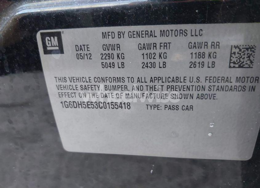 Photo 9 of 2012 Cadillac Cts LUXURY (VIN 1G6DH5E53C0155418)