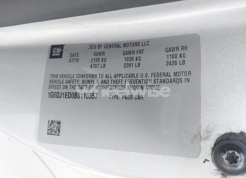 Photo 9 of 2011 Cadillac Cts PERFORMANCE (VIN 1G6DJ1ED0B0110357)