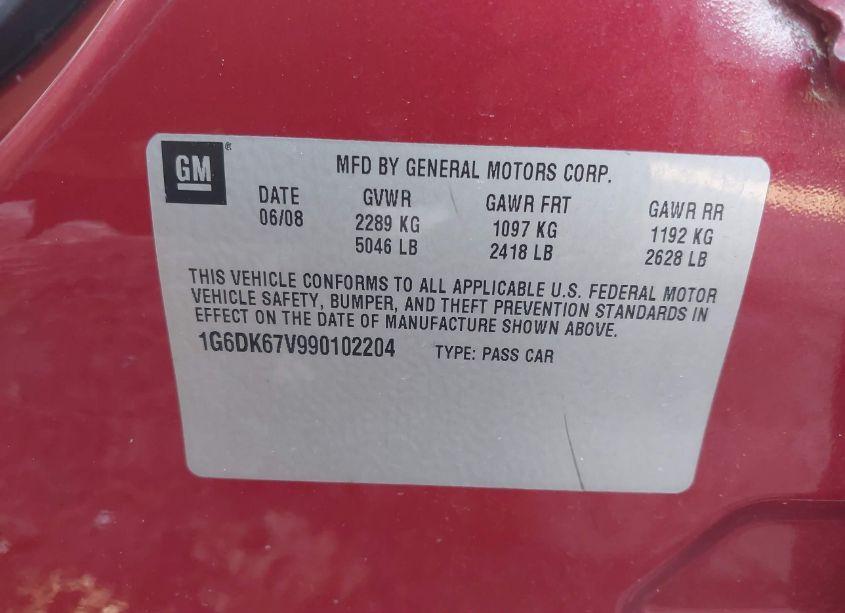 Photo 9 of 2009 Cadillac Sts V6 (VIN 1G6DK67V990102204)