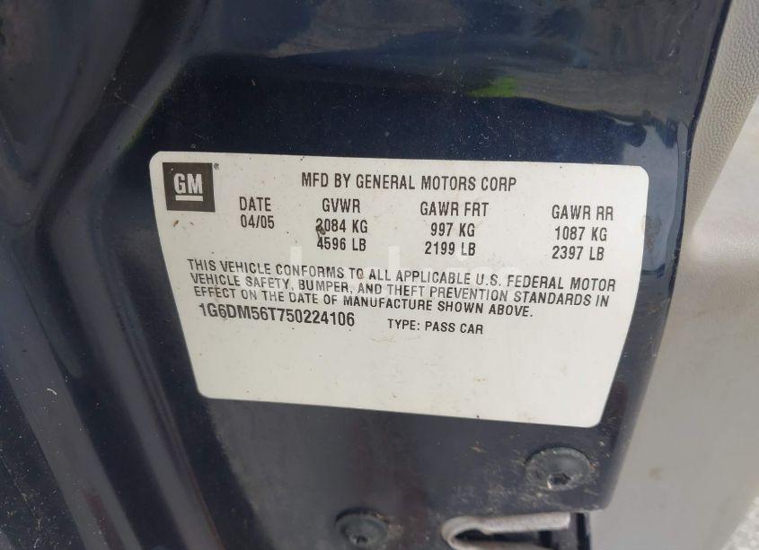 Photo 9 of 2005 Cadillac Cts STANDARD (VIN 1G6DM56T750224106)