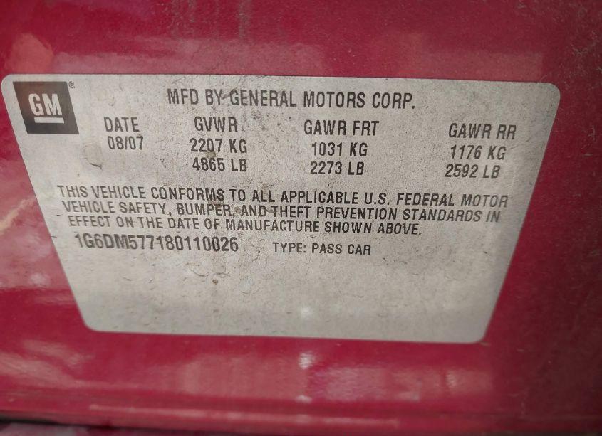 Photo 9 of 2008 Cadillac Cts STANDARD (VIN 1G6DM577180110026)