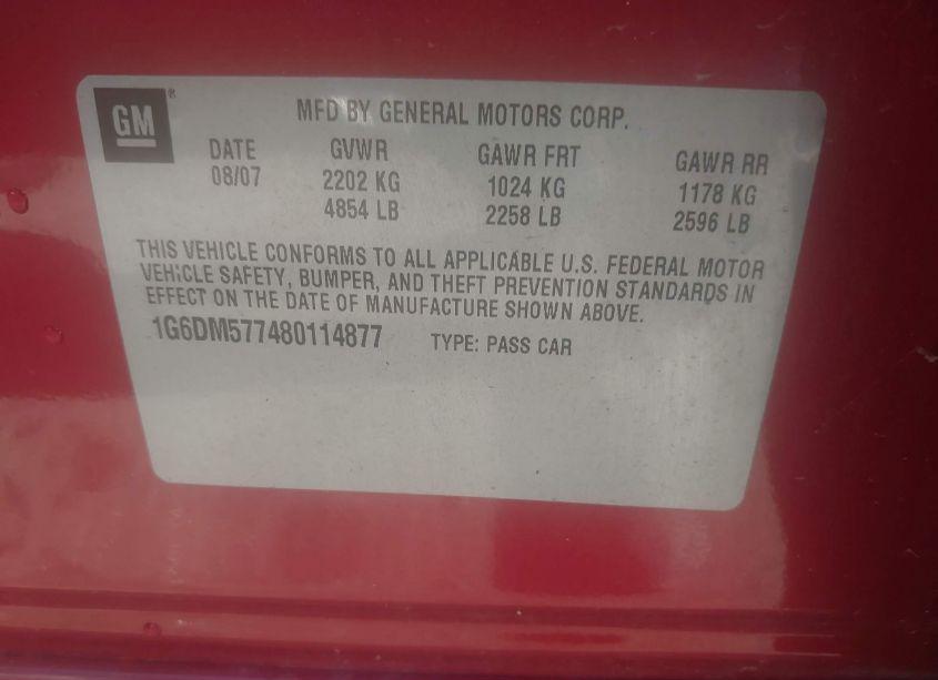 Photo 9 of 2008 Cadillac Cts STANDARD (VIN 1G6DM577480114877)