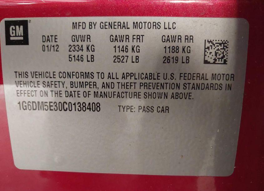 Photo 9 of 2012 Cadillac Cts PERFORMANCE (VIN 1G6DM5E30C0138408)