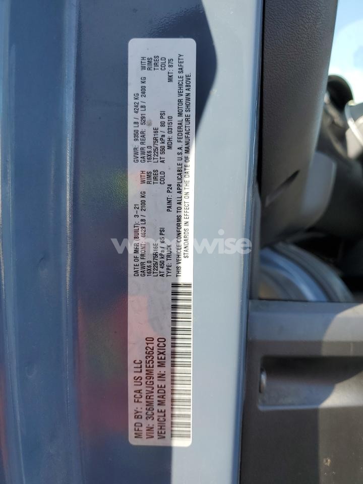 Photo 13 of 2021 RAM PROMASTER 3500 3500 HIGH (VIN 1G6DN5RK8N0135953)