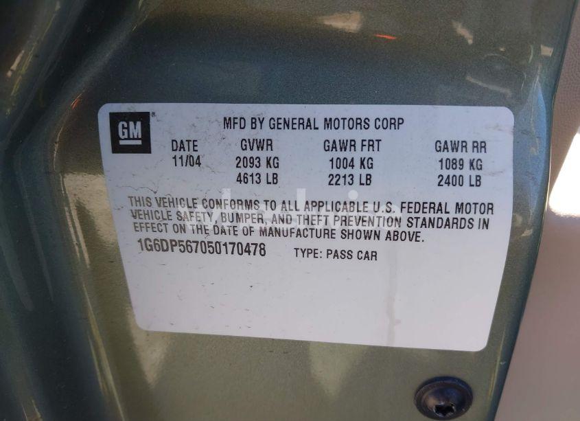 Photo 9 of 2005 Cadillac Cts STANDARD (VIN 1G6DP567050170478)