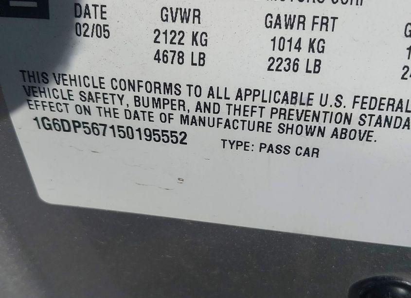 Photo 9 of 2005 Cadillac Cts STANDARD (VIN 1G6DP567150195552)