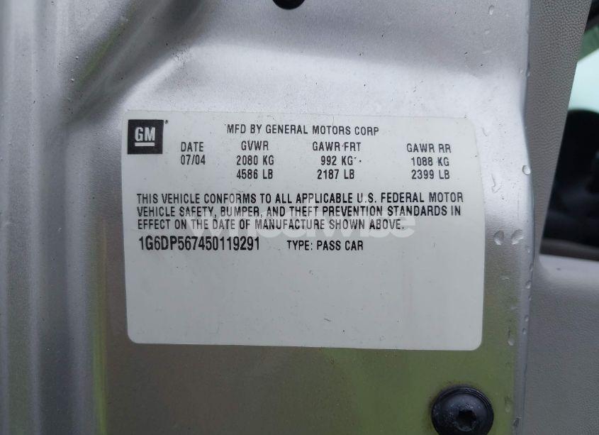 Photo 9 of 2005 Cadillac Cts STANDARD (VIN 1G6DP567450119291)