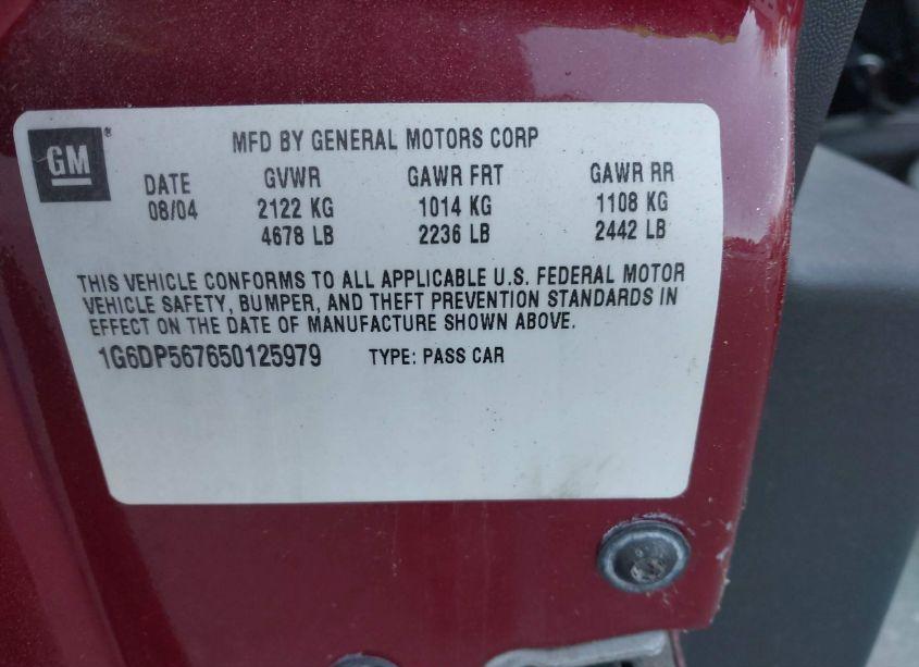 Photo 9 of 2005 Cadillac Cts STANDARD (VIN 1G6DP567650125979)