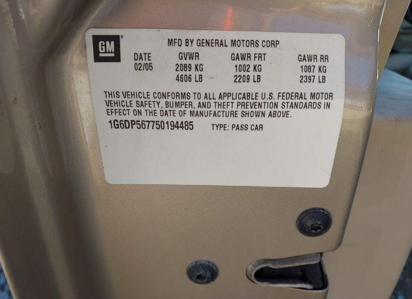 Photo 9 of 2005 Cadillac Cts STANDARD (VIN 1G6DP567750194485)