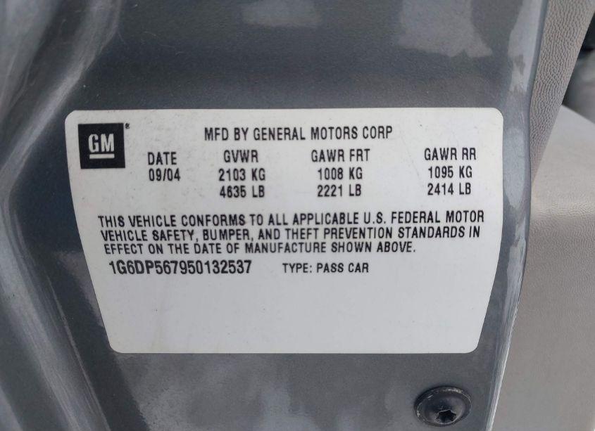 Photo 9 of 2005 Cadillac Cts STANDARD (VIN 1G6DP567950132537)