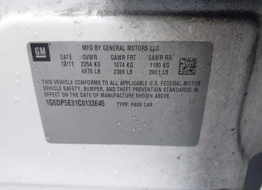 Photo 9 of 2012 Cadillac Cts PREMIUM (VIN 1G6DP5E31C0133645)