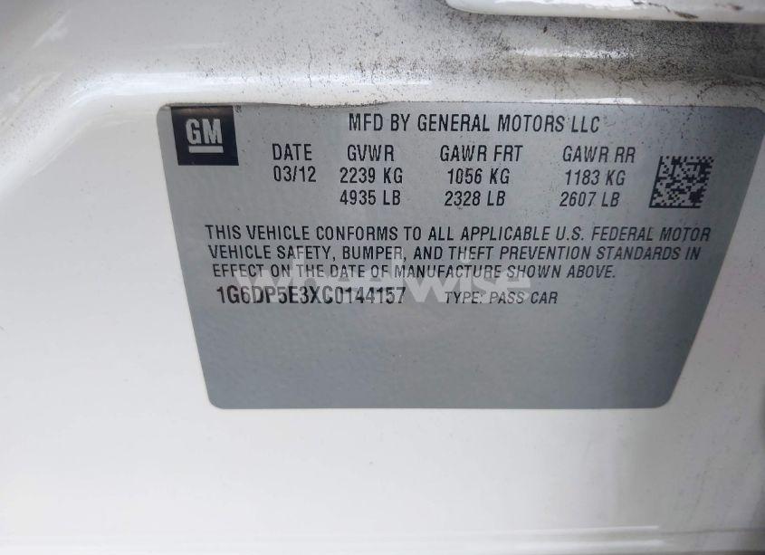 Photo 9 of 2012 Cadillac Cts PREMIUM (VIN 1G6DP5E3XC0144157)